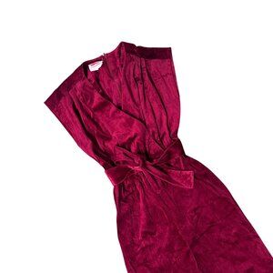 Vintage Velvet Jumpsuit Maroon Red Belted Jerell Of Texas USA Size 7 Disco Retro